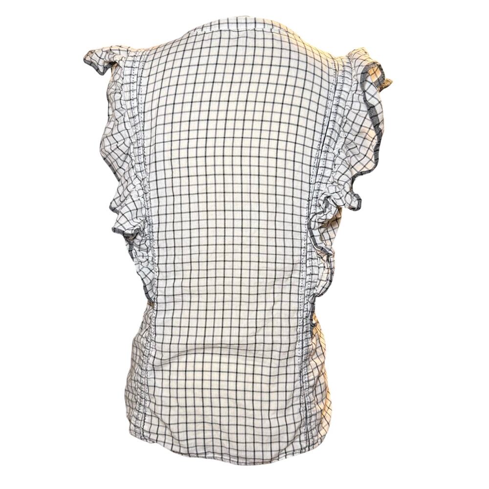 Scotch & Soda Amsterdam Blauw Ruffle Lace Up Top, Black White Windowpane, Medium - Picture 5 of 7